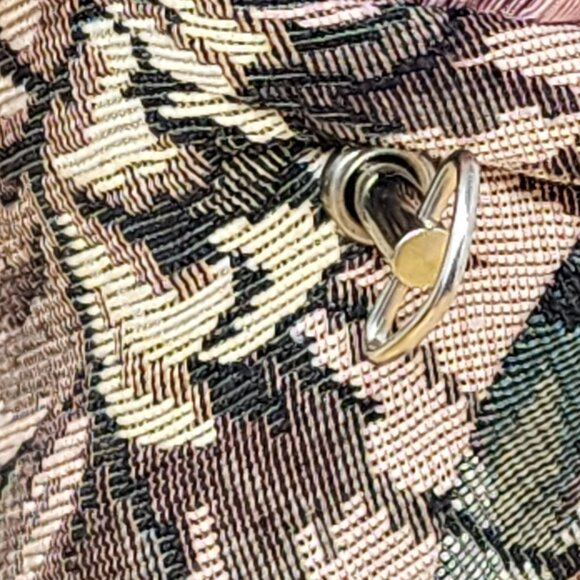 Vintage Musical Floral Tapestry Wall Cone With Pink Fabric Roses & Tassel Decor - Picture 7 of 9